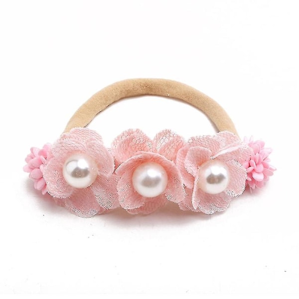 Cute Baby Girl Headband with Artificial Flowers - Soft Elastic Nylon Hair Band for Newborns and Toddlers11