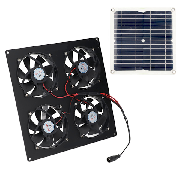 Bärbar soldriven fläkt - 4 fläktar, 100W 20V, grön energi, perfekt för hundhus, hönshus, växthus, husbilar