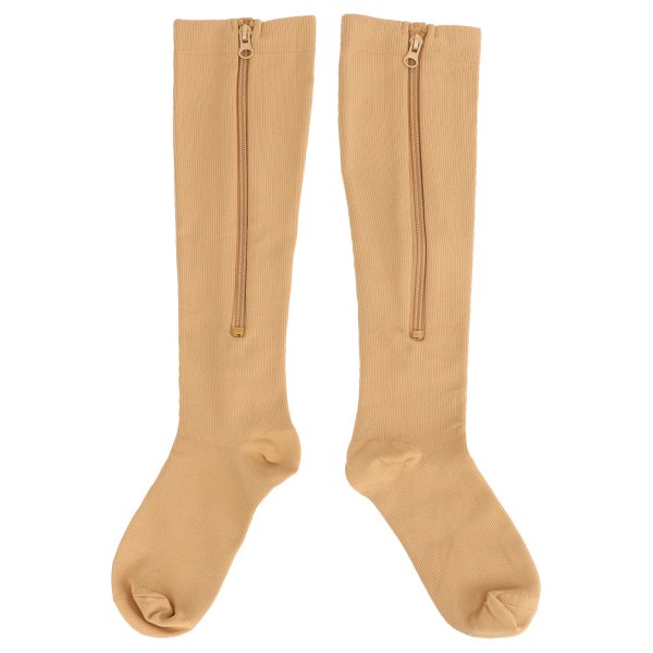 Kompressiosukat vetoketjulla - Naisten polvea tukevat sukat, ihonväri, XXXL