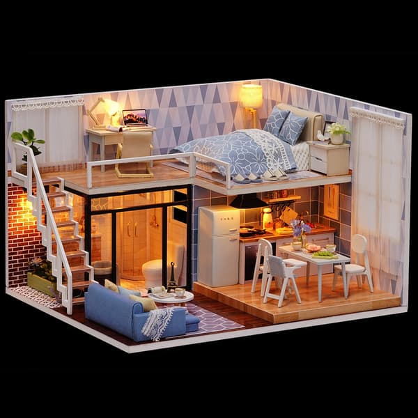 Slott i himlen DIY dockhus miniatyrleksakssats med musik