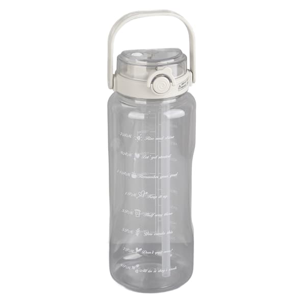 Stor Vattenflaska 2 Dricksmetoder PC PP Material Tydlig Skala Bärbar Matt Stor Vattenkanna med Sugrör för Fitness Vit 2000ml 0.7