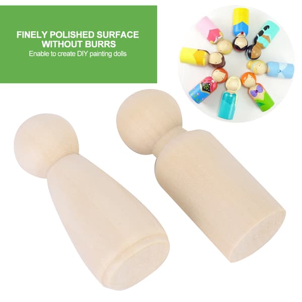 55mm Hane Hona DIY Målningsdockor Trä Barn Målningsfigur Leksak