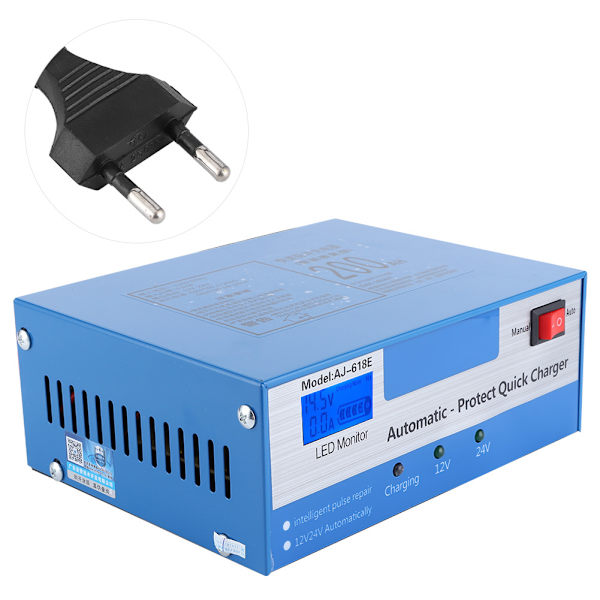 Universal bilbatteriladdare 12V - Reparation och starthjälp för bly-syra lagringsbatterier (EU 150-250V)