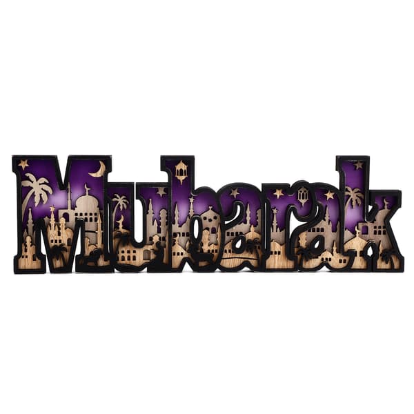 Træ EID Bogstav Dekoration Multilayer Udskæring Buksbom Træ Eid Dekorationer Multilayer Udskæring Eid Håndværk til EID Al Fitr