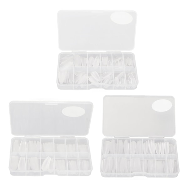 Clear Long Lightweight False Nail Tips Set - 360pcs, Coffin Almond Stiletto Shaped