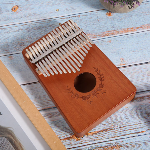 Kalimba tommelpiano mahogni liten bærbar 17 nøkkel for nybegynner musikkinstrument LTK17S(naturlig)