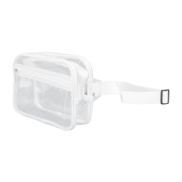 Vattentät genomskinlig Sling Bag - Stor kapacitet Transparent PVC bröstmidjepaket för sportresor (Vit)