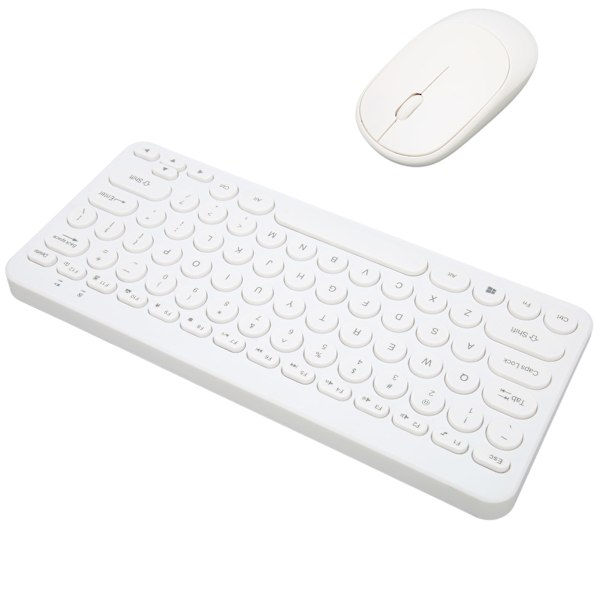2.4G Trådlöst Tangentbord Mus Combo 78 Tangenter Retro Rund Knapp Mute Knappar Ergonomisk Mus och Tangentbord för Kontor Vit