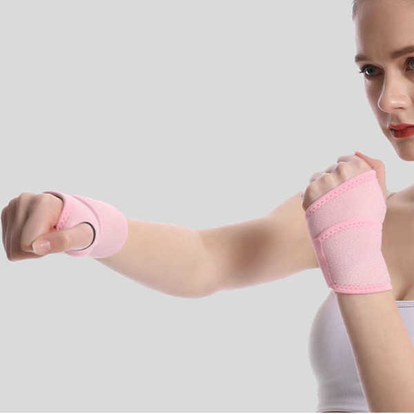 Svett-Absorberande handledsbandage med kompression, elastisk justerbar handledsstöd, skyddande bandage för senhinneförsträckning, rosa