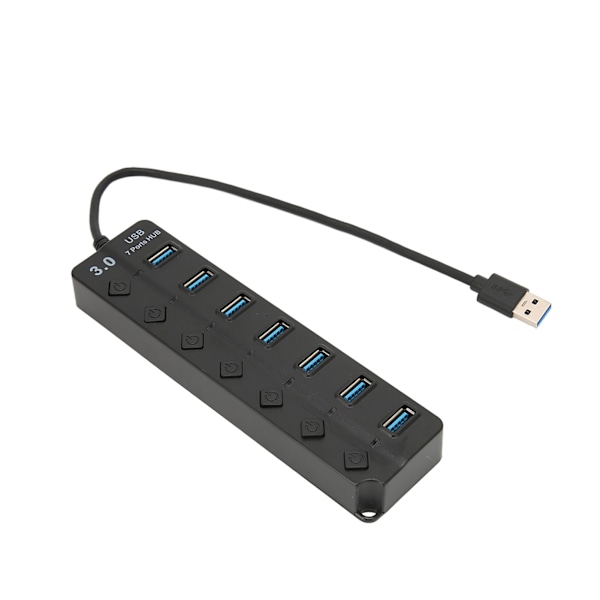 USB3.0-hubb 7 portar 5 Gbps höghastighetsöverföring Bred kompatibilitet Bärbar USB3.0-delare Dockningsstation Svart