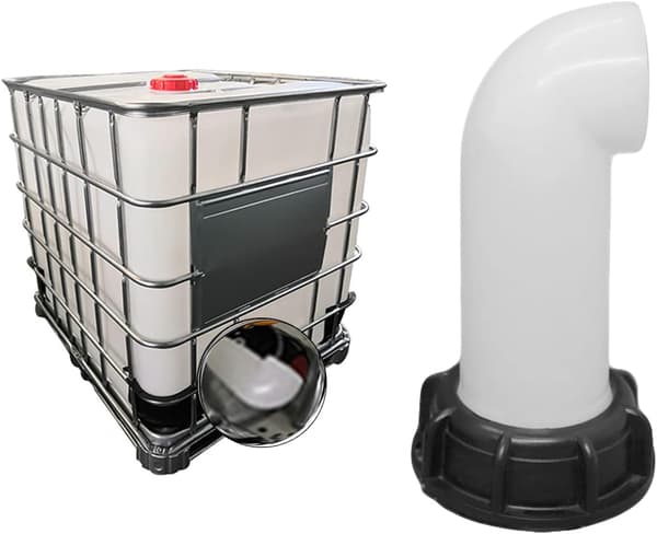 Sprießen 2 stk. Vanntankdyseventil, vanntankventil, IBC vanntankadapter 60 mm, til død IBC-tank (hvit)