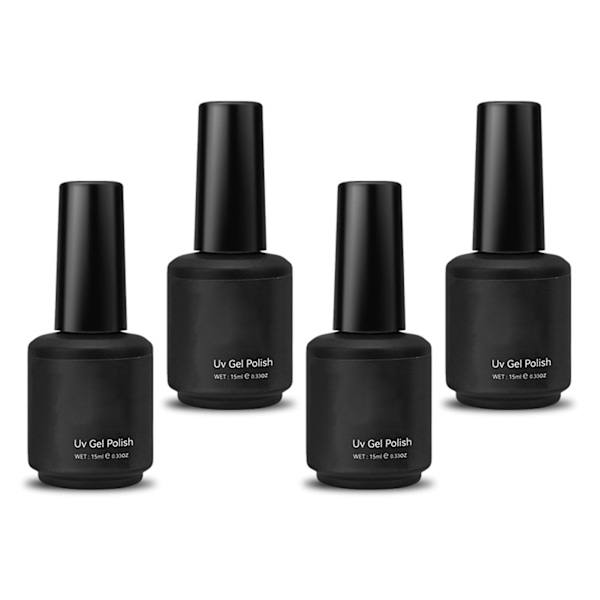 Gellackset: Baslack, Topplack, Långvarig & Matt Finish (4 st, 15 ml)