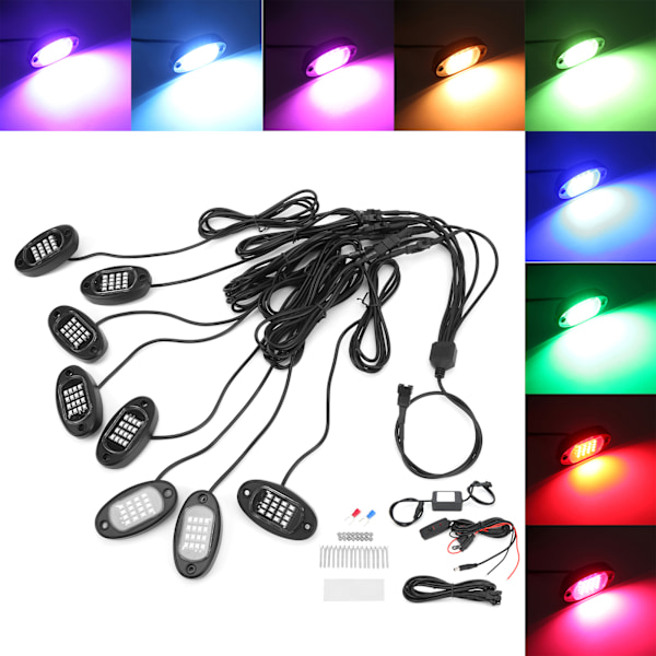 LED-belysning för bil, underrede, Bluetooth-fjärrkontroll 1V8 för terrängbilar, ATV, UTV, motorcyklar