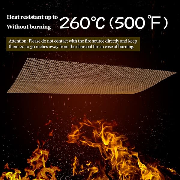 5-pakning grillmatte for grilling, 40x30 cm rektangulær grillmatte[SZ]