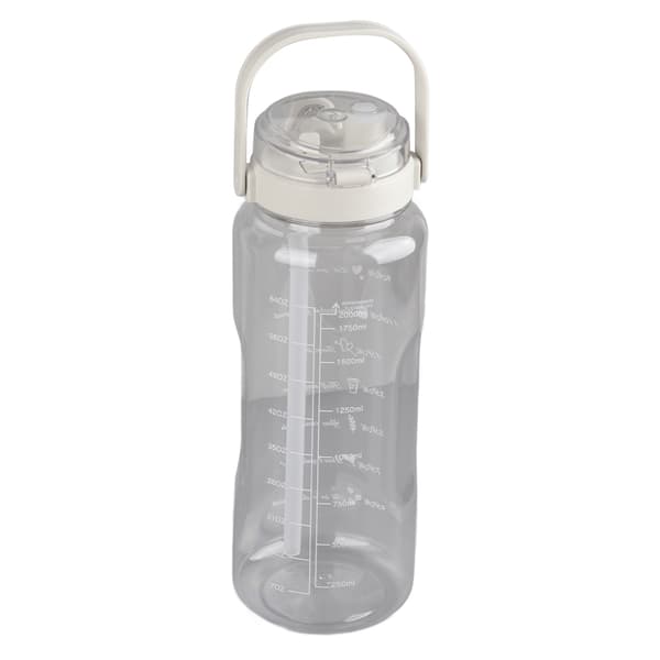 Stor Vattenflaska 2 Dricksmetoder PC PP Material Tydlig Skala Bärbar Matt Stor Vattenkanna med Sugrör för Fitness Vit 2000ml 0.7