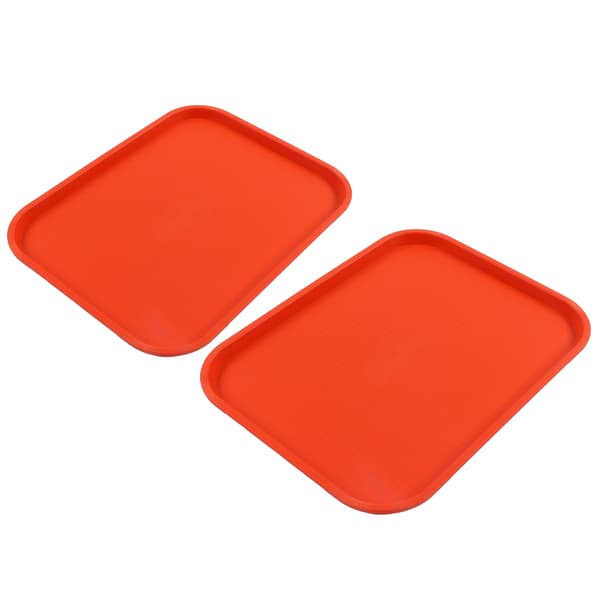 2 st Snabbmatsbricka Stapelbar Rektangulär Lättvikt Halkfri PP Matserveringsbricka för Restauranger Kaféer Orange