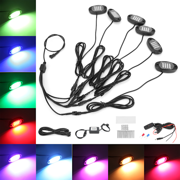 LED Rock Light Kit 1V6 Bluetooth Fjärrkontroll Färgrik för Bil Motorcykel Chassi