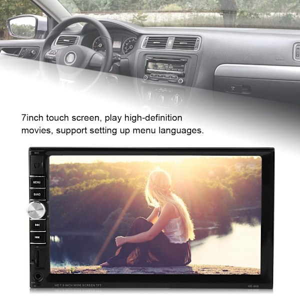 Tupla-DIN 7\" autostereo FM-radiolla ja kosketusnäytöllä