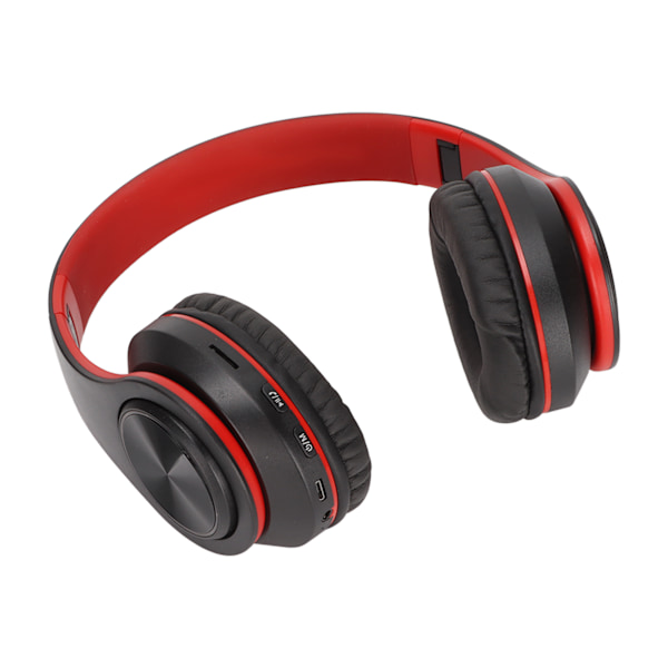 Trådløst Headset Stereo Støjreducerende Foldbar Bluetooth Høretelefon til Mobiltelefon PC Rejse Spil Sort med Rød