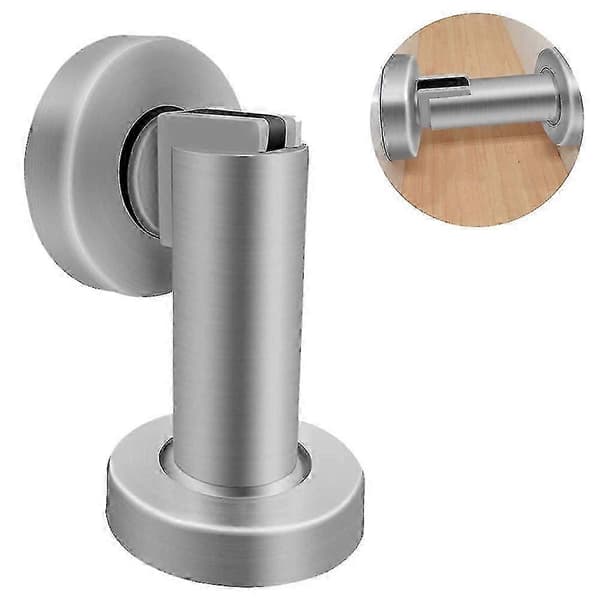 Magnetisk dørstopper, børstet rustfritt stål moderne solid dørholder vegggulvmontering