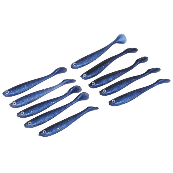 10 STK 6 cm kunstig T-halelokk PVC Eco&#8209;vennlig simulering mykt agn fisketilbehør (1＃ svart blå)