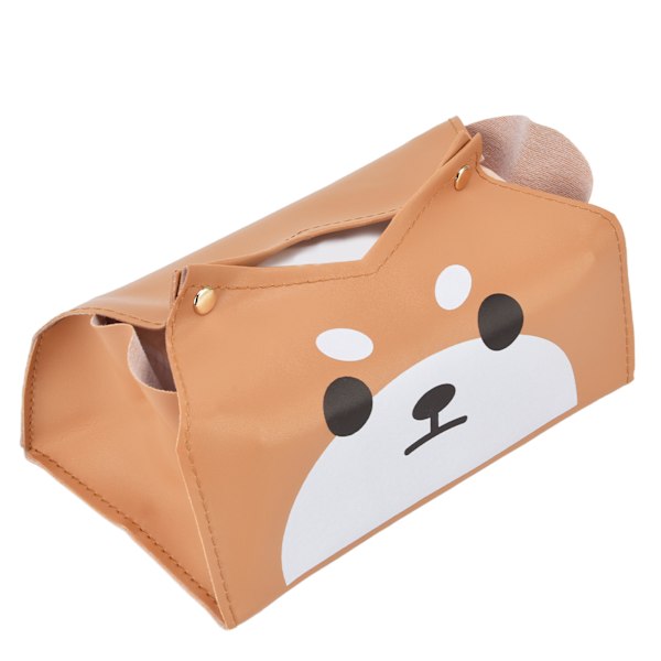 Tegneserie Tissue Box Læder Eksklusiv Sød Hundeform V-formet Åbning Knap Design Tissue Papir Box Holder Shiba Inu