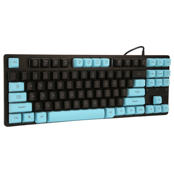 Kablet Gaming Tastatur 87 Taster Ergonomisk Farve Baggrundsbelyst Design Desktop Notebook Computertilbehør Blå og Sort