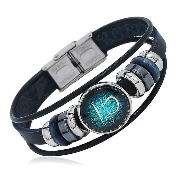 12 konstellationer handvävd flätad läder retro stjärntecken berlocker armband G