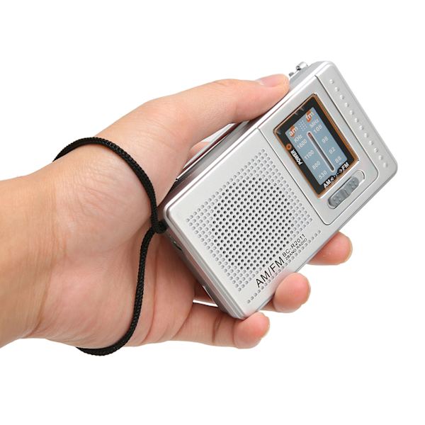 Bärbar fickradio AM/FM Klassisk elegant design Silvergrå Batteridriven radio för hem vandring cykling resor
