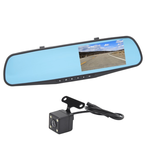 1080P HD Dual Lens Mirror Dash Cam med parkeringsmonitor