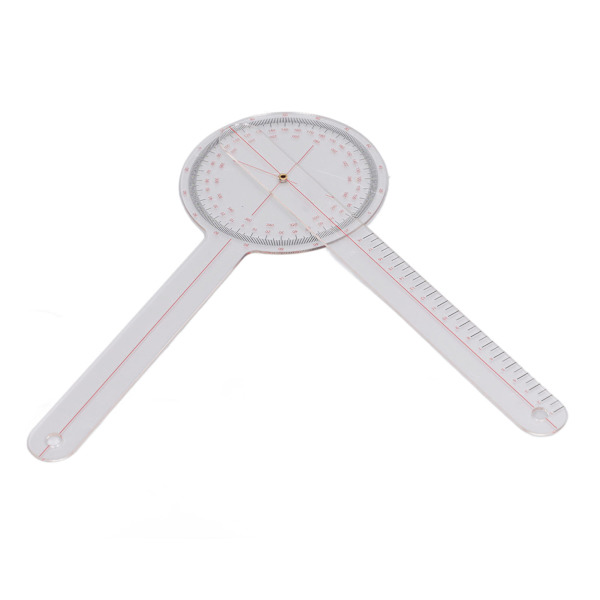 Ortopedisk goniometer i stor storlek - 360° vinkelvinkellinjal för knäleds-, armbågs- och axelterapi (31,6 cm/12,4 tum)