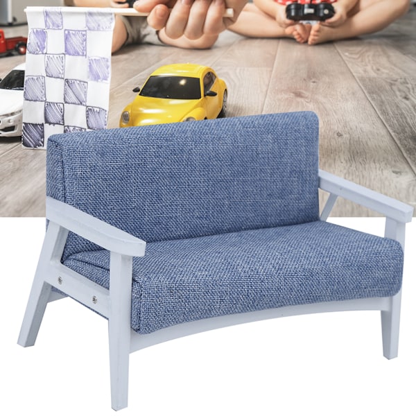 1:12 Dukkehus Miniatyr Mini Leke Møbler Modell Japansk Tre Lenestol Stoff Sofa Blå