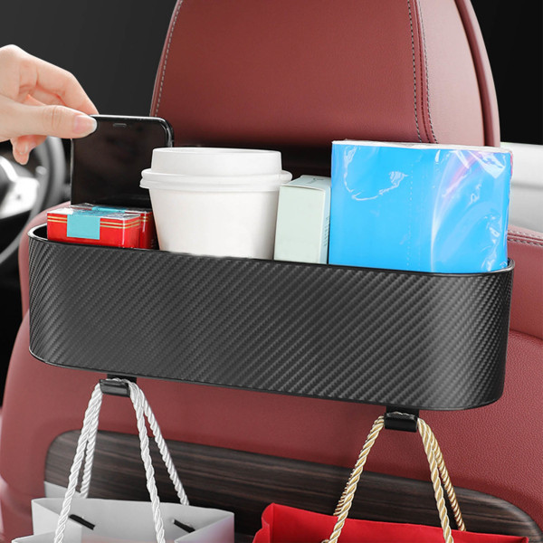 Bilorganisator på bagsædet med kopholder - Multifunktionel opbevaringsboks til bilens nakkestøtter