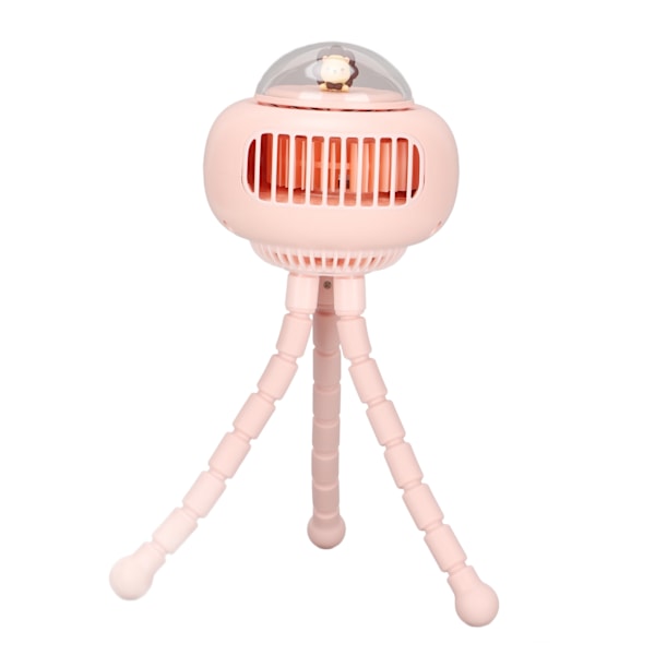 Rattail Fan Portable Käyttöinen Kolmijalka Design Mykistetty 4 Tasoa Nopeus USB Ladattava 130 Astetta Automaattinen Ravistelu Fan Pink