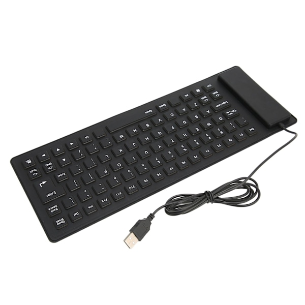Foldbart Silikontastatur 85 Taster Foldbart Design Lydløst Ledningsført Vandafvisende Støvsikkert Fleksibelt Tastatur Sort
