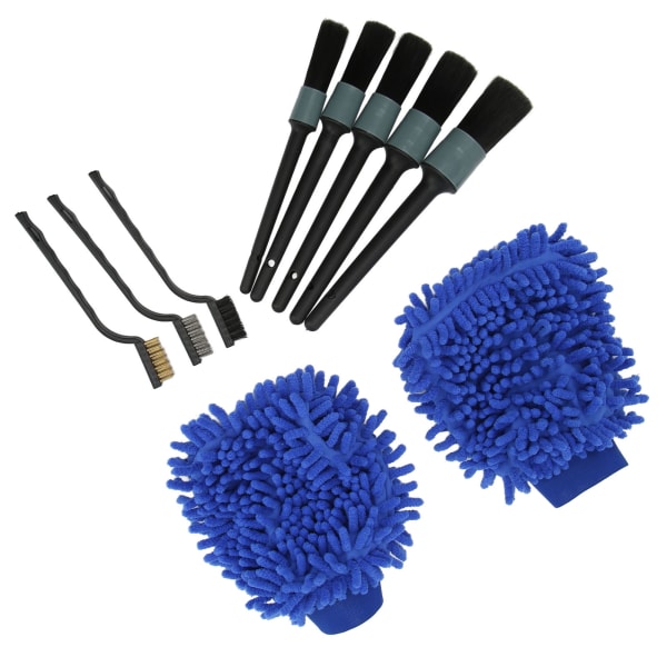 Car Detailing Brush Kit - 10 stk universelle bløde børster til kofangere, stænkskærme og hjul