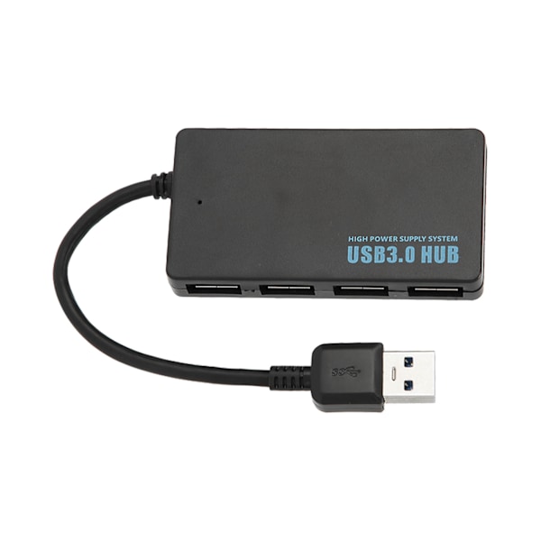 USB3.0-hub med 4 portar, bra värmeavledning, 5 Gbps höghastighetsöverföring, USB3.0-delare, dockningsstation, svart