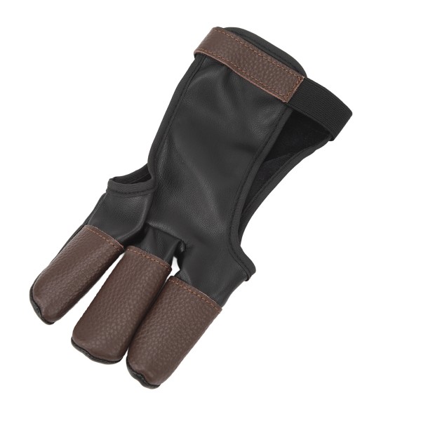 PU Læder Bueskydnings Handske Finger Tab - Tre Fingerbeskytter Tilbehør til Recurve Compound Bow S