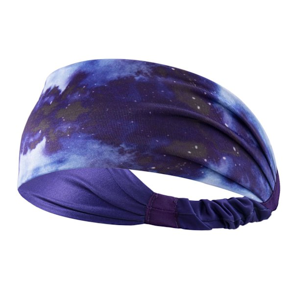 Yoga Treningshodeband - Stilig Tie Dye, Svetteabsorberende, Bredt Hodeband for Trening, Løping, Sykling - Blå