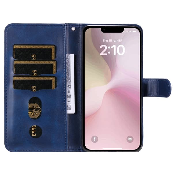 iPhone 16e Klassisk Lynlås Pung Etui - Blå Blå blue