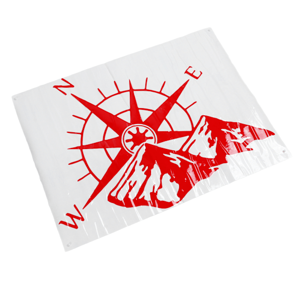 Mountain Compass -autotarra takaikkunaan - punainen, vahva tarttuvuus, värinkestävä - Universaalit autotarrat (60x45 cm)