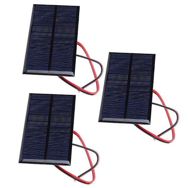 Solcellepanelmodul 3 stk - 6V 1W Polykrystallinsk Silisium med 30 cm kabel