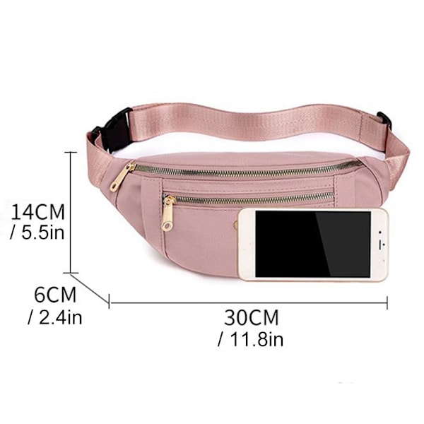 Fanny Pack for kvinner Midjeveske Casual Handsfree Lommebøker Midjepakke Telefonveske for trening Reise Jogging