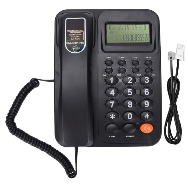 KXT2027CID Trådbunden telefon nummerpresentation Semi handsfree 24 ringsignaler Fast fast telefon med display för kontorshotell (svart)