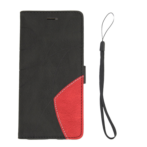 PU Læder Flip Wallet Telefon Case 2 Farve Splejset Stødsikker Telefon Beskyttelsesetui Cover til Samsung S21 Ultra Sort