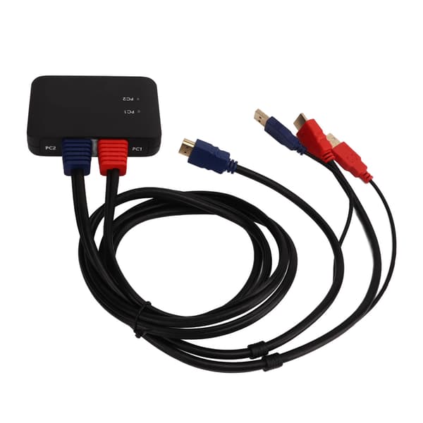 HD Multimedia Interface-bryter 2 inn 1 ut KVM-splitteradapter for mus, tastatur, bærbar PC, datamaskin, skriver, projektor
