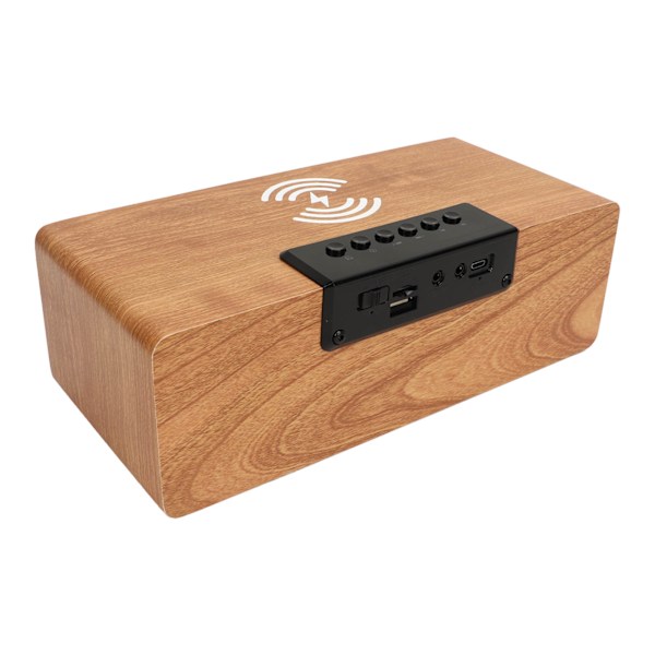 Väckarklocka med Bluetooth-högtalare i trä