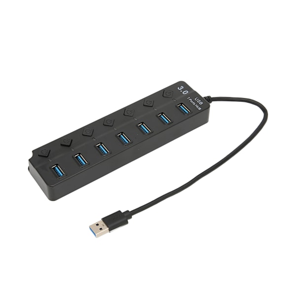 USB3.0-hubb 7 portar 5 Gbps höghastighetsöverföring Bred kompatibilitet Bärbar USB3.0-delare Dockningsstation Svart