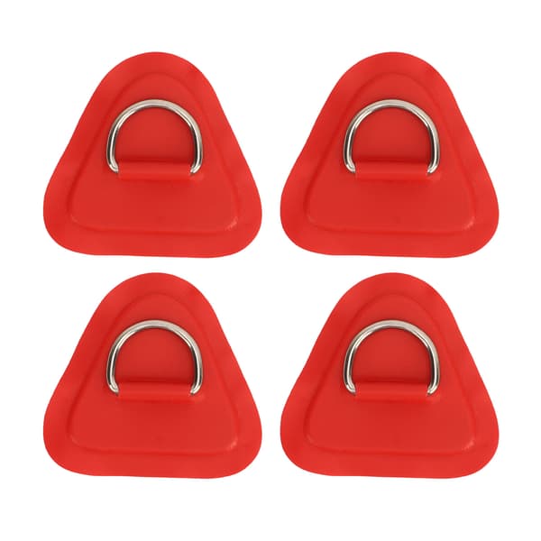 4 stk. D-ring patch rustfrit stål D-ring pad til oppustelig båd surfboard jolle paddle board rød