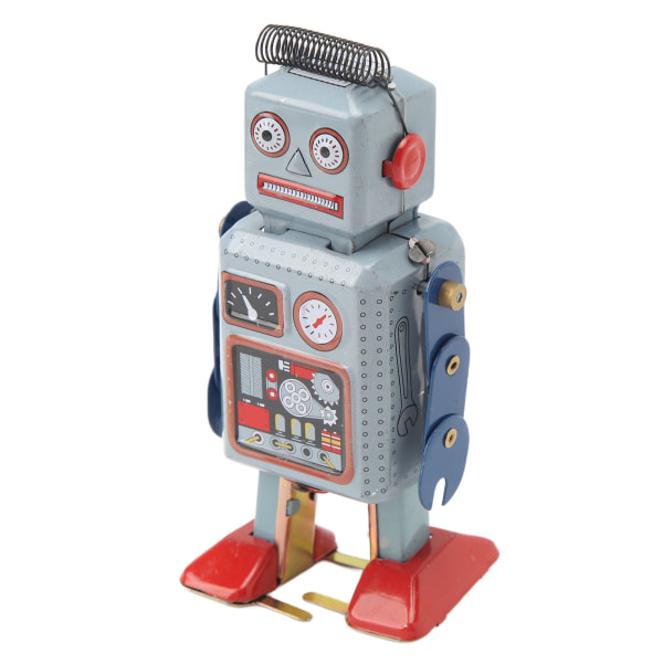 Vintage Wind Up Robot Toy - Retro Tin Clockwork Walking Toy for fotorekvisitter, dekorasjon, overraskelsesbursdagsgave